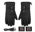 Winter electric heated gloves with touch screen fingers and carbon fibre heating in black nylon and cotton