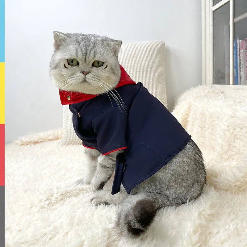 Colourful pet hoodie with polygonum pattern for cats and dogs, available in small and medium sizes