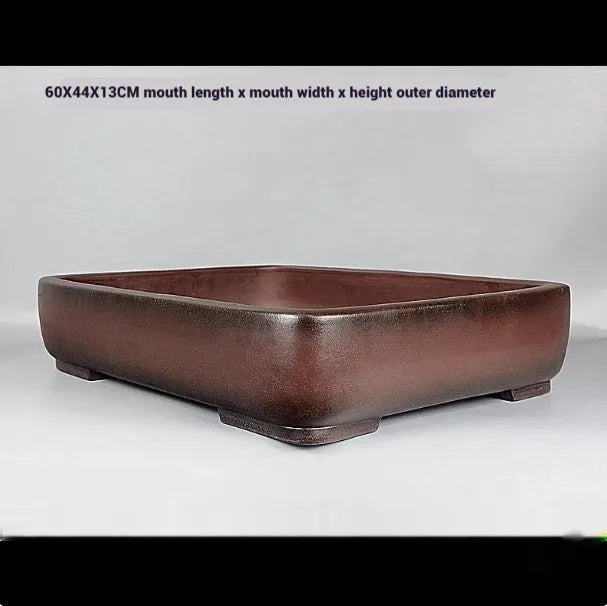 Handmade antique rectangular purple clay flower pot for plants
