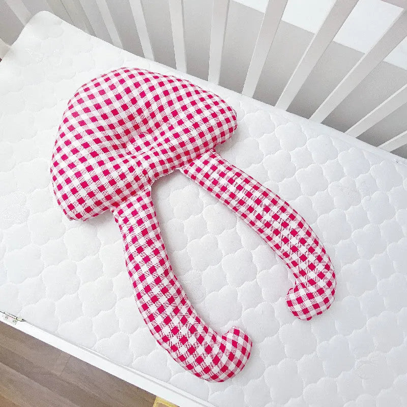 Baby soothing pillow set pure cotton 60x40cm anti-tilt head support pillow in yellow plaid pattern