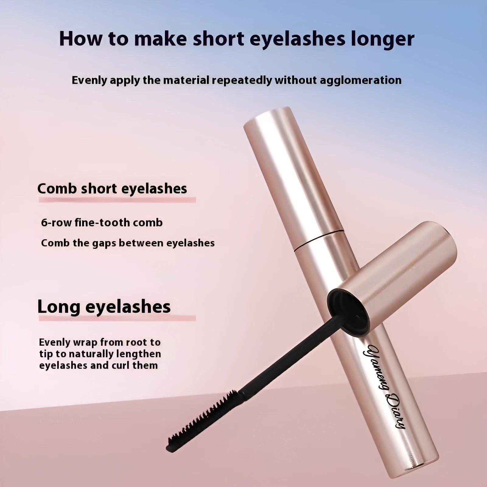 Long Curling Long-lasting Setting Mascara tube in black packaging, shown alongside brown shade option.