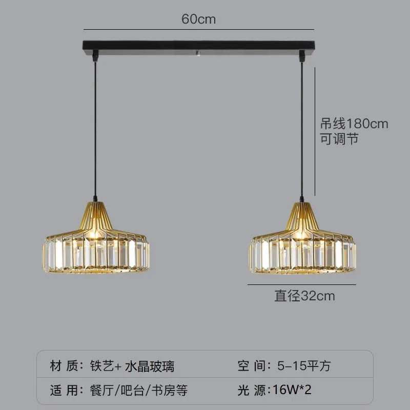 Modern crystal chandelier ceiling lamp in black or gold with LED lighting