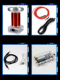 Tesla coil SSTC driver board with controller and cables, showing dimensions 100x115x205mm
