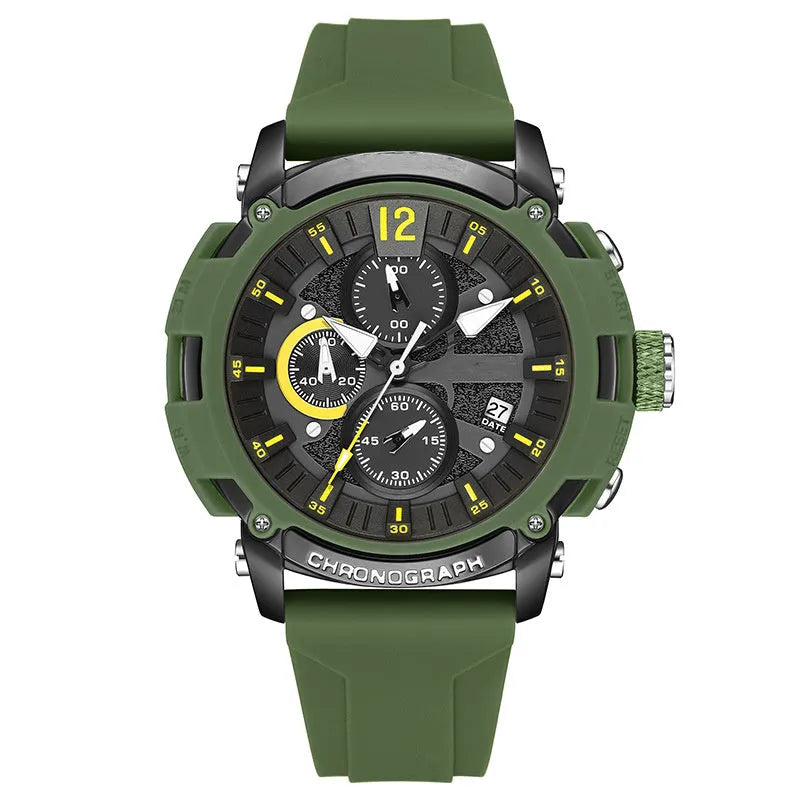 Men's multi-function watch with digital display, luminous hands, 51mm case, available in five colours