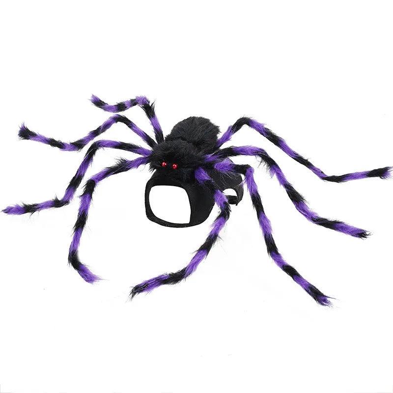 Halloween spider costume for a dog or cat in black and purple colours.