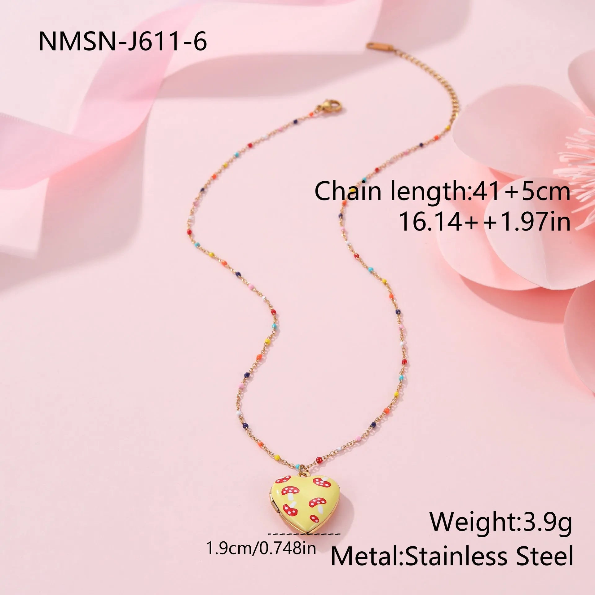 Women's stainless steel necklace with fruit pendant designs in gold plating on adjustable chain