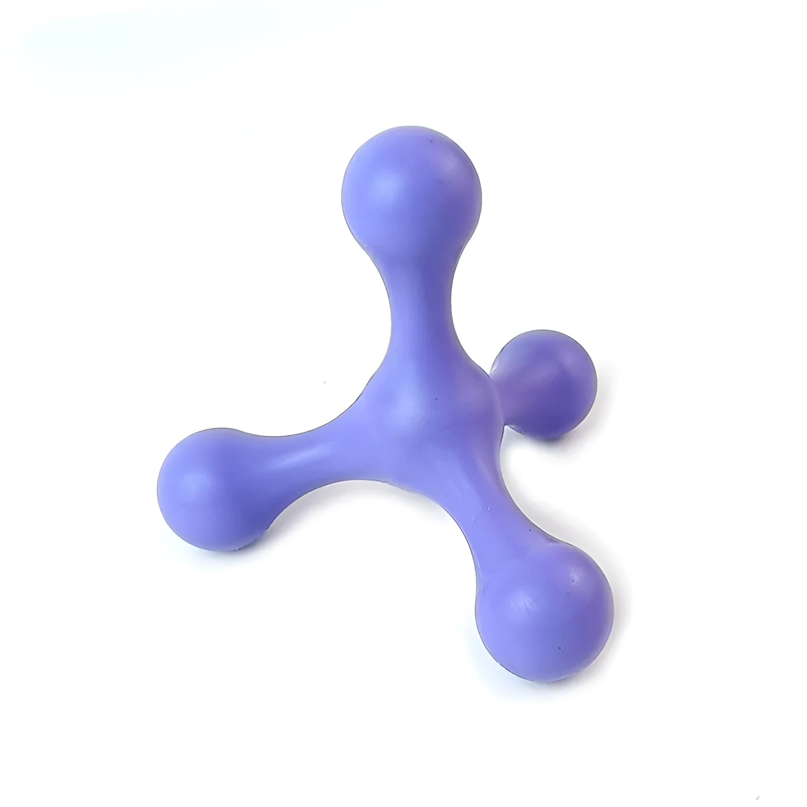 Blue three-legged silicone bone chew toy for small and medium puppies on white background