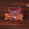 Watermelon crystal bracelet with Chinese knot design in 6mm or 8mm elephant style beads