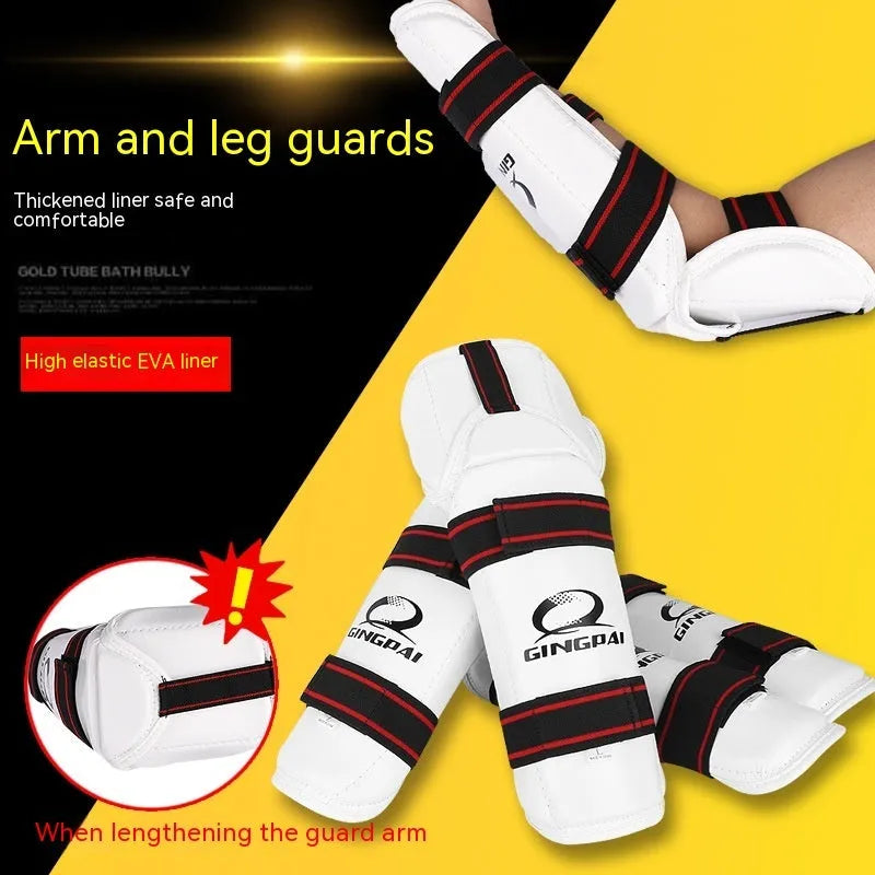 Taekwondo leg and arm protective gear set with PU EVA foam padding for martial arts training