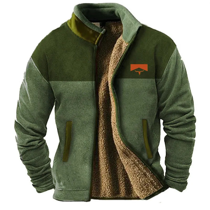 Men's regular fit padded coat in polyester fleece, shown in available colours.