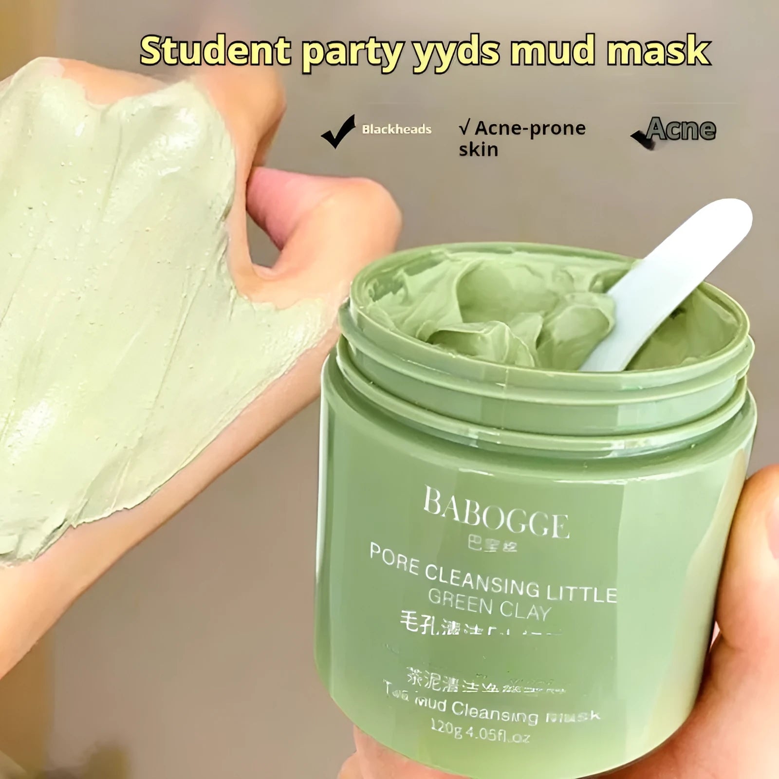 Tea mud cleansing facial clay mask 120ml jar for deep pore cleansing