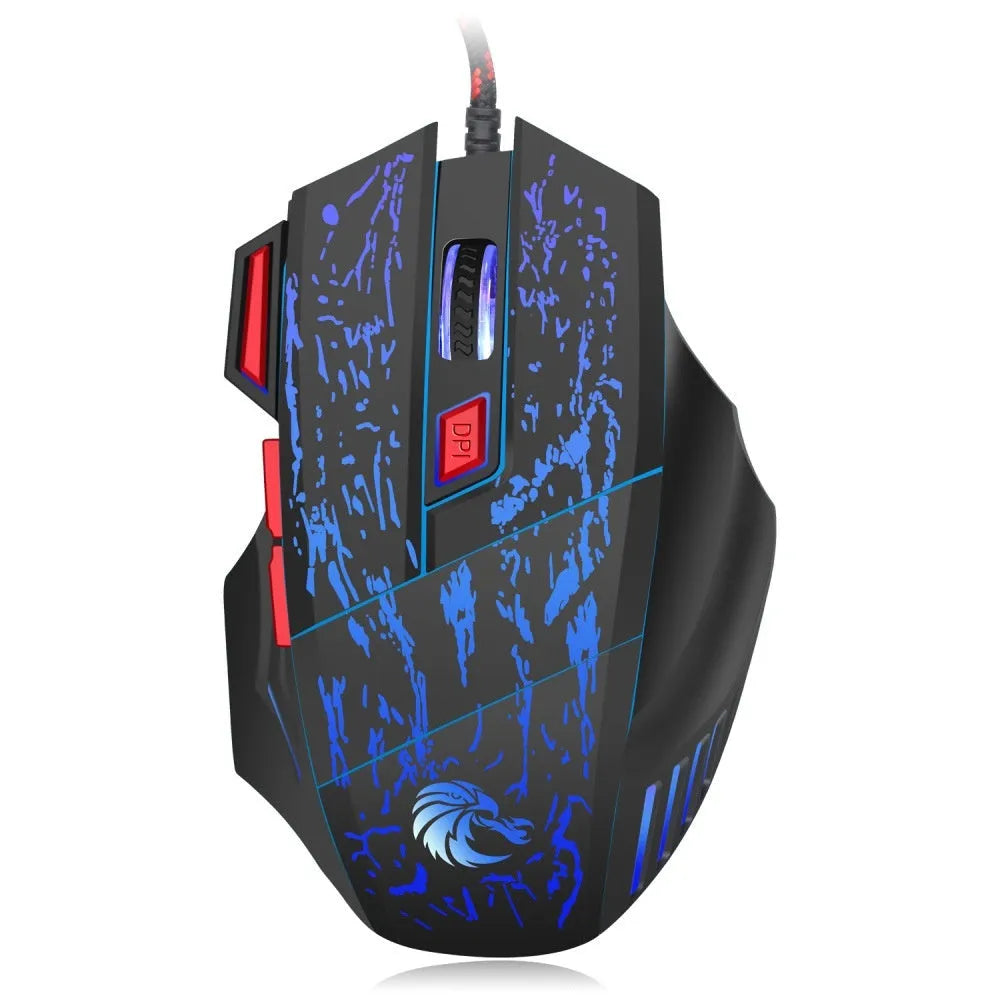 H300BK black gaming mouse with colourful luminous side lighting and USB cable