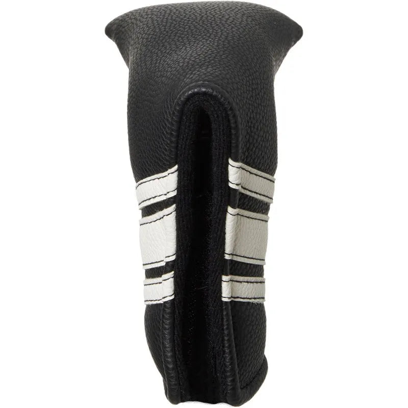 Black PU leather golf club head cover and push rod case set for equipment protection