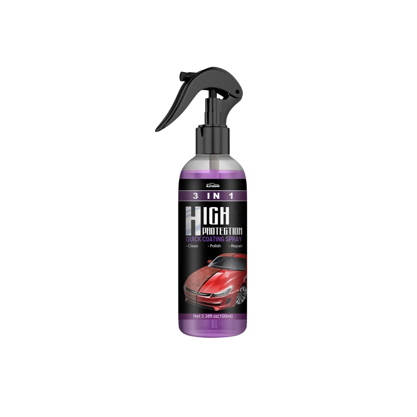 3 In 1 High Protection Fast Car Paint Spray Coating Agent in a PE bottle, 30ml and 100ml sizes