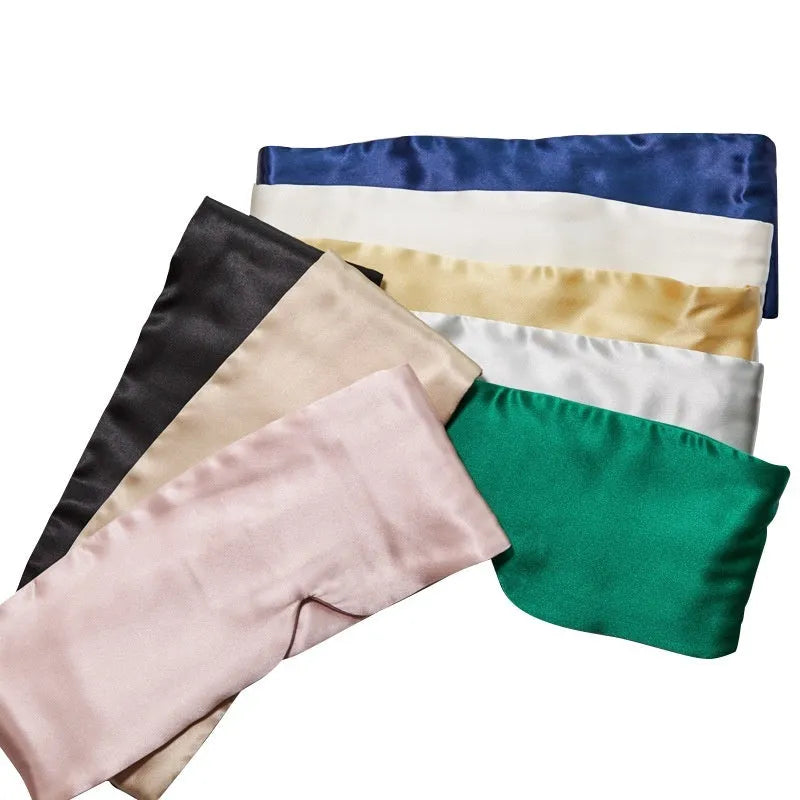 Mulberry silk sleep eye mask showing champagne gold colour option for light blocking comfort