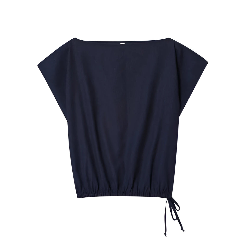 Women's two-piece co-ord set with flounced sleeve shirt top and wide leg trousers