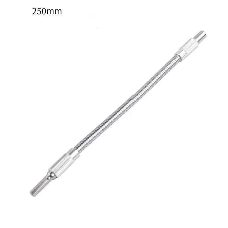 Silver metal flexible shaft extension for rotary tool with 6.35mm shank, 300mm length