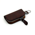 Soft cowhide leather car key case with frosted finish in black or brown colour