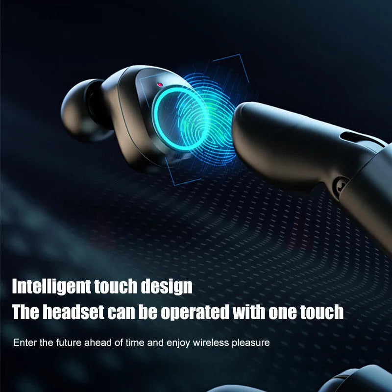 Black Bluetooth gaming headset with charging case that functions as mobile phone power bank