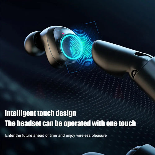 Black Bluetooth gaming headset with charging case that functions as mobile phone power bank