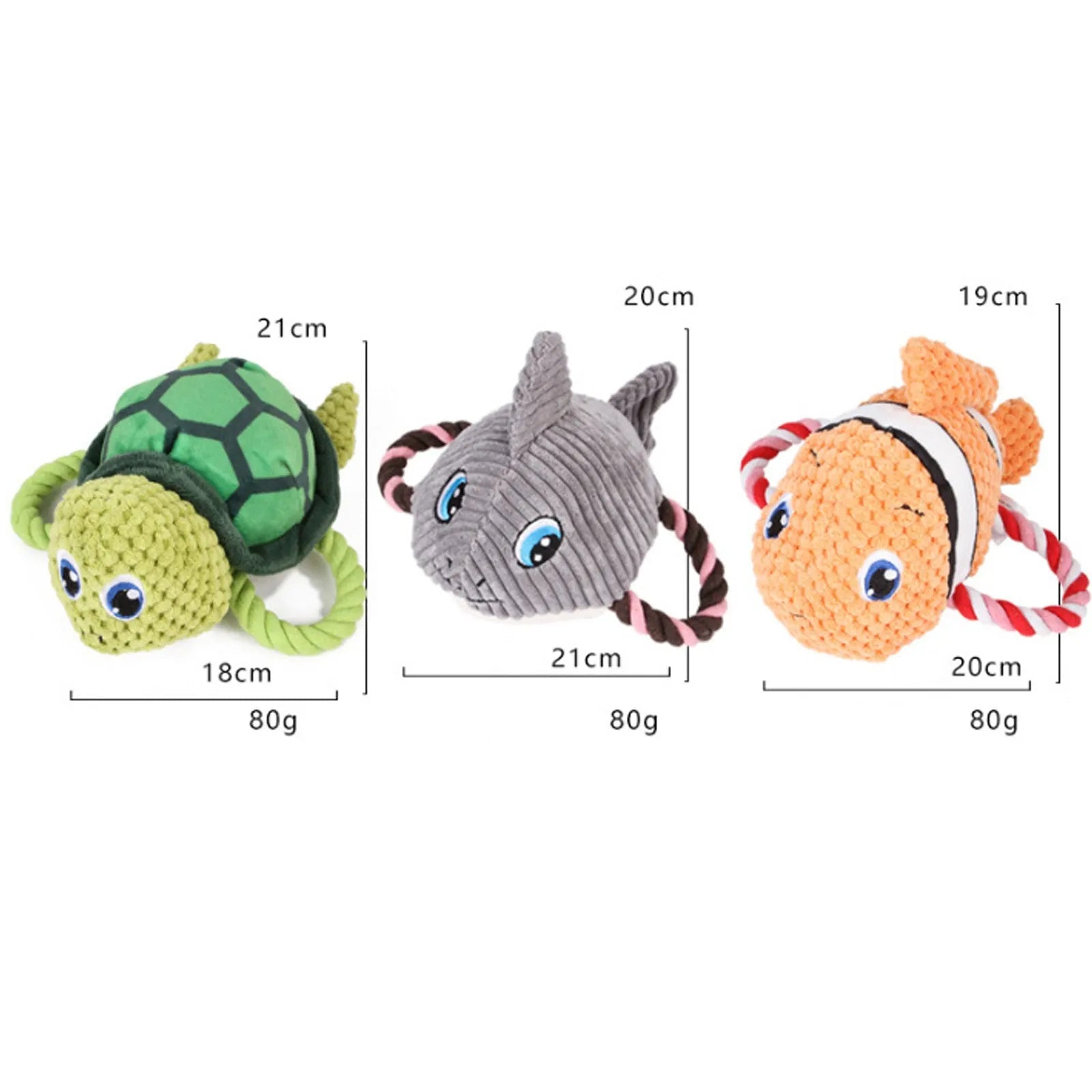 Turtle-shaped dog chewing toy with knotted texture in grey, green, or orange colour