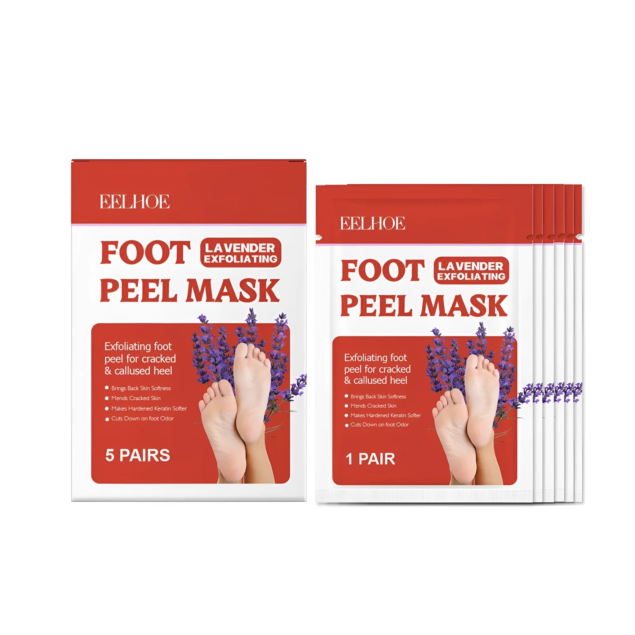 Lavender exfoliating foot mask 5 pairs with salicylic acid and urea for foot care
