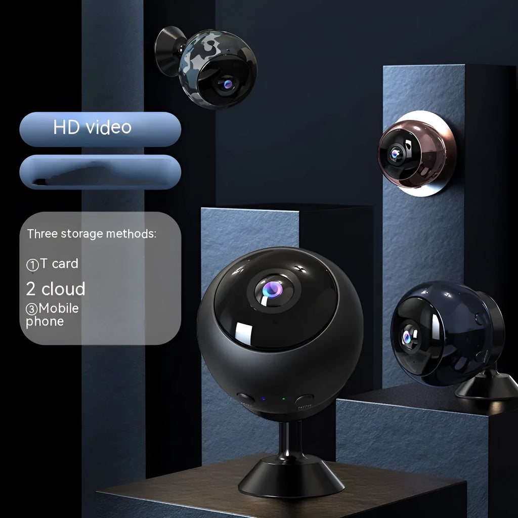 1080p wireless WIFI security camera with ABS plastic housing and wide-angle lens