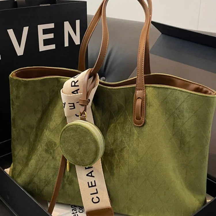 Casual large capacity polyester tote bag with zippered compartment in one of four colours