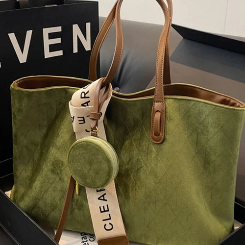 Casual large capacity polyester tote bag with zippered compartment in one of four colours