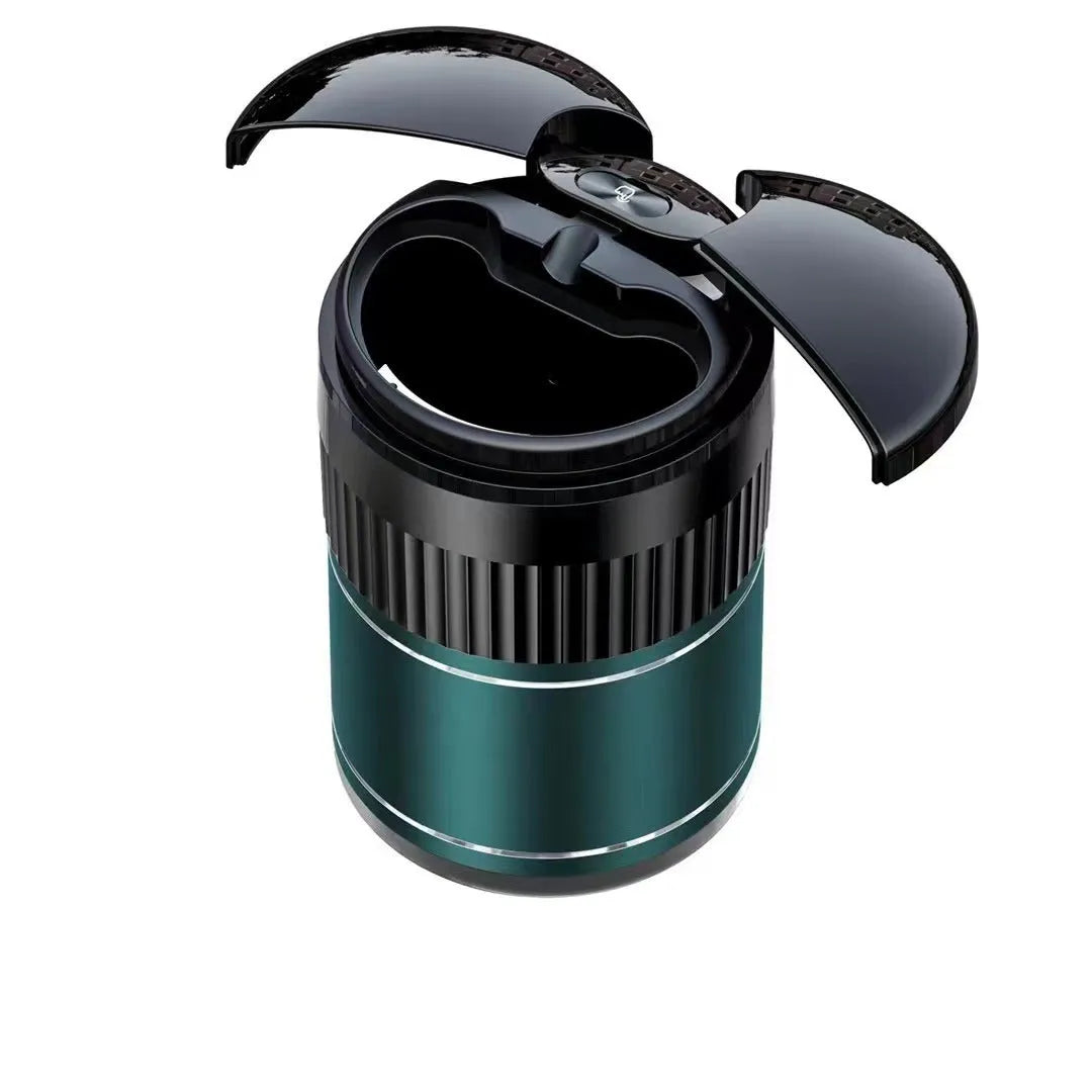 Metal car ashtray with automatic sensing technology and lid for vehicle use