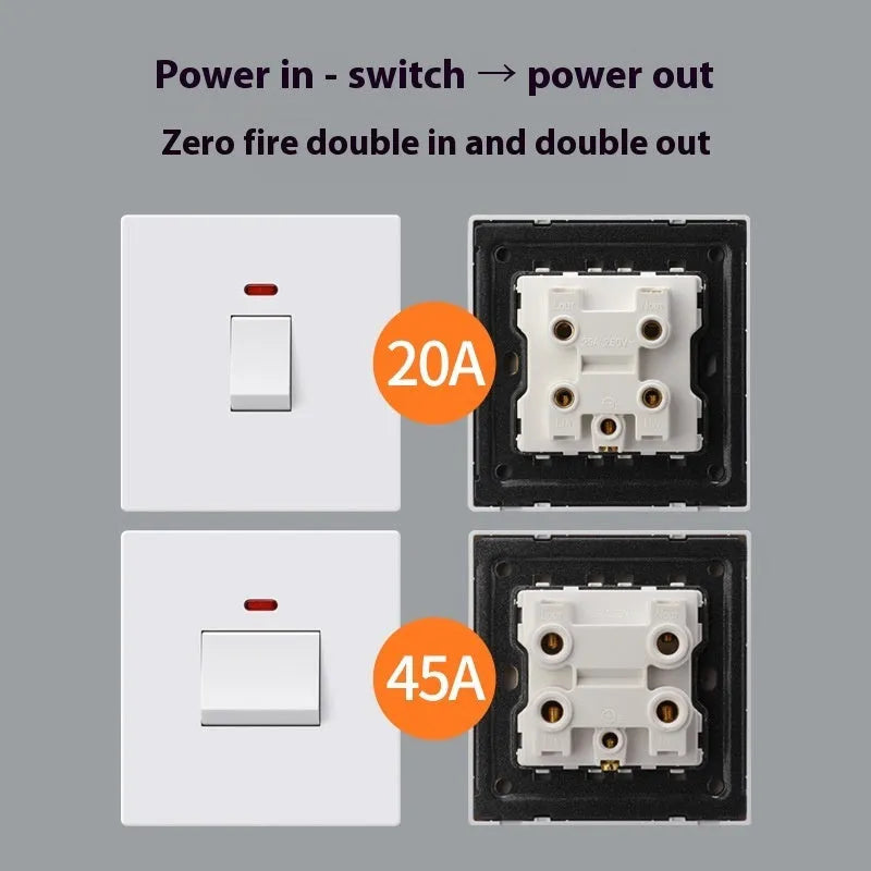 High-current plastic switch panel for curved rack power distribution systems