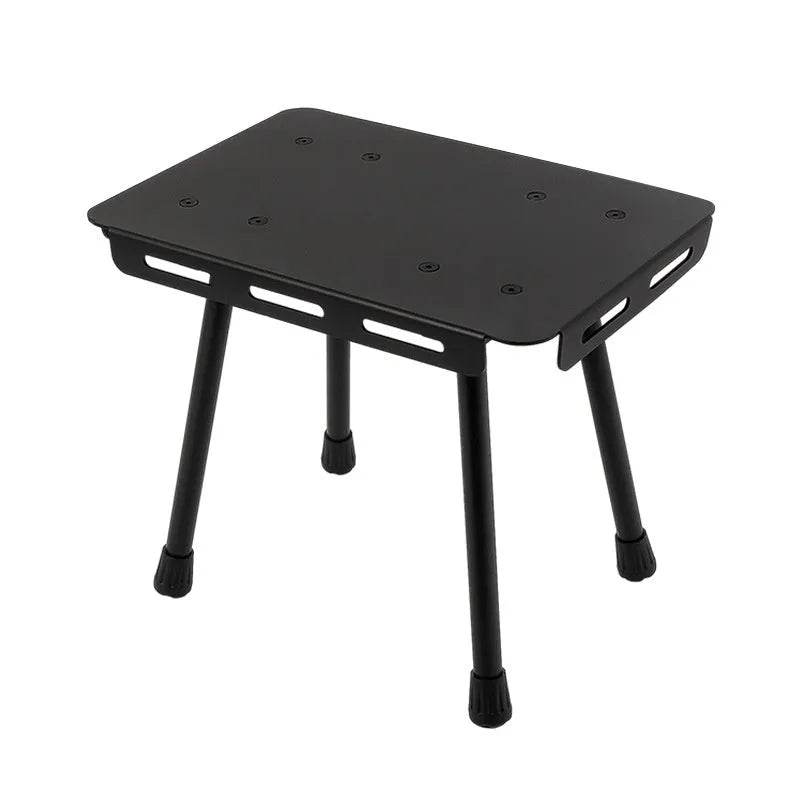 CLS aluminium folding camping stool in army green, shown extended as a seat and converted into a small table.