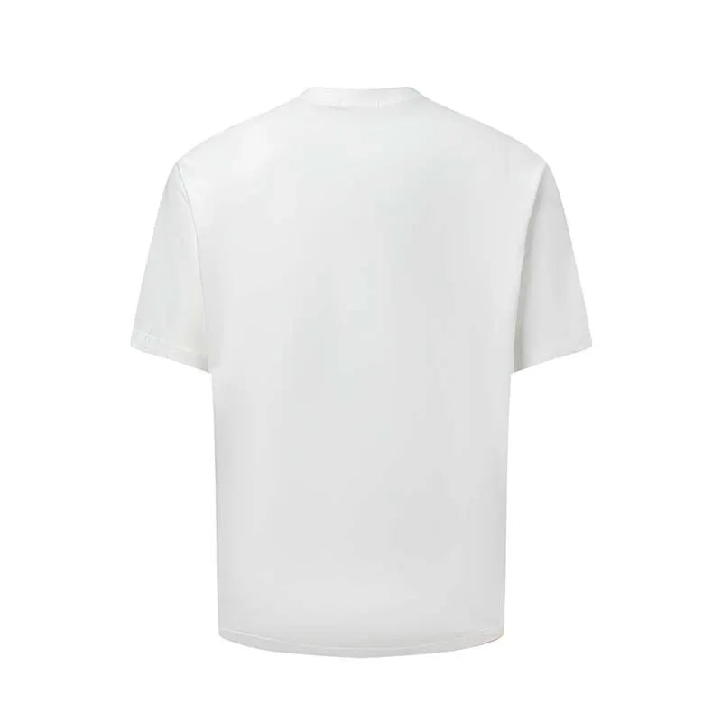 Men's blue American Retro letter printed loose fit cotton blend T-shirt