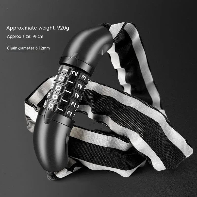 95cm zinc alloy mountain bike chain lock with anti-hydraulic shear resistance in black or yellow