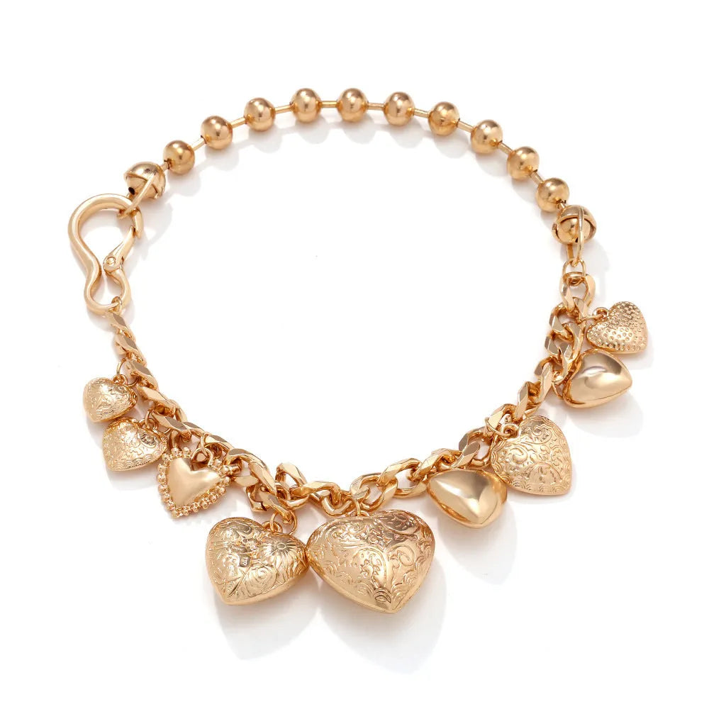 Women's exaggerated carved heart pendant necklace with dripping oil finish in gold and white K colours