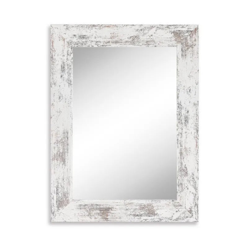Modern pastoral style wall-mounted bathroom mirror with retro Chinese design in small old white