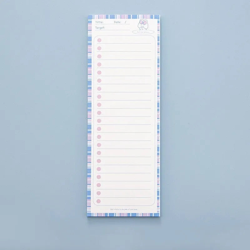 Ins wind notebook open showing 80G lined paper, with purple bear illustrated cover, dimensions 91mm by 256mm.