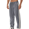 Men's corduroy track pants in dark blue side stripe loose fit