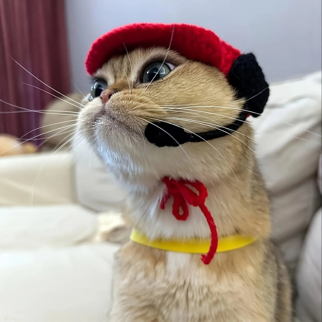Handmade cat chef hat with cotton knitted sweater pet costume for small to medium dogs and cats