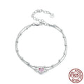 925 sterling silver heart bracelet with 150+60mm chain and 6mm pendant, BSB152 colour