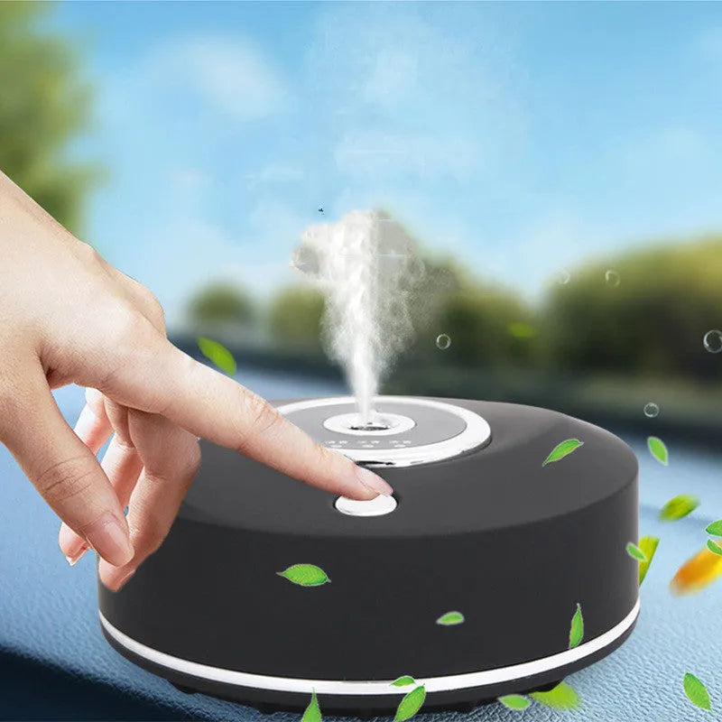 USB-powered plastic car perfume holder and aromatherapy machine in black, grey, or white.