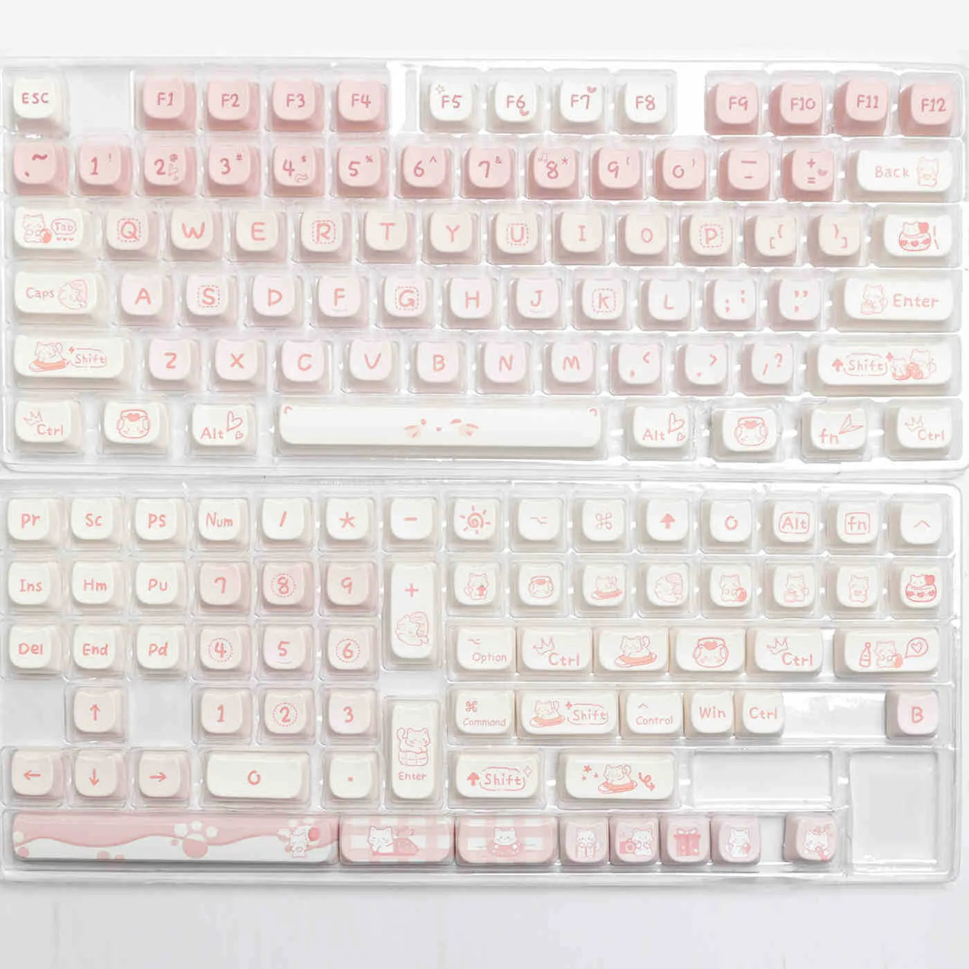 Full set of black PBT sublimation key caps for mechanical keyboards arranged in keyboard layout