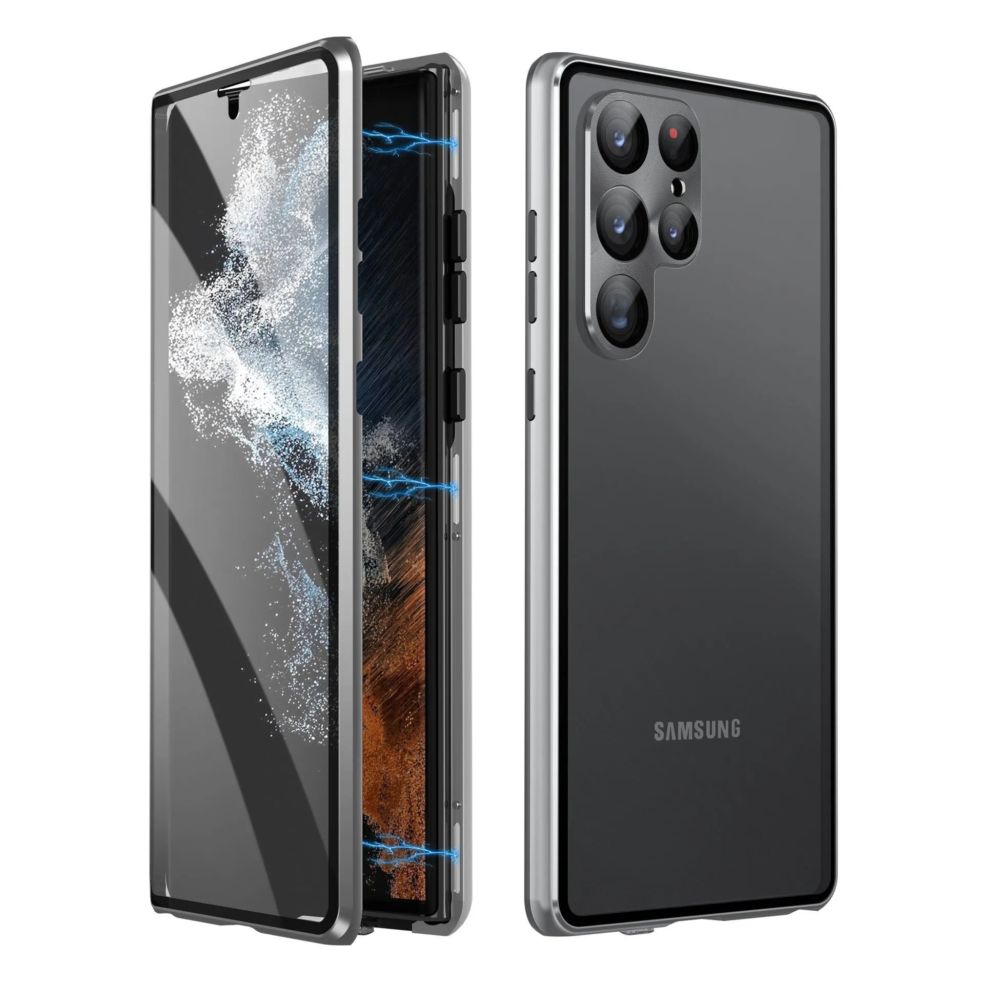 Samsung S24 Ultra magnetic phone case with mirror in multiple colour options.