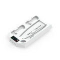 Black and white PS5 charging station with controller dock and headset hook