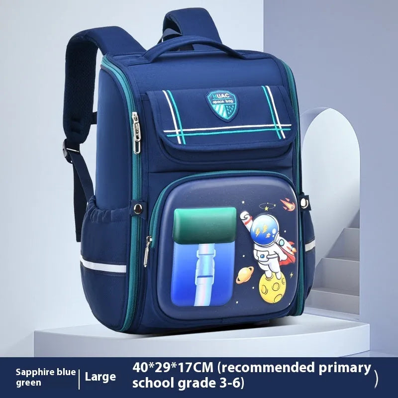 Large capacity children's cartoon backpack with airpillow straps for spine protection in Oxford cloth