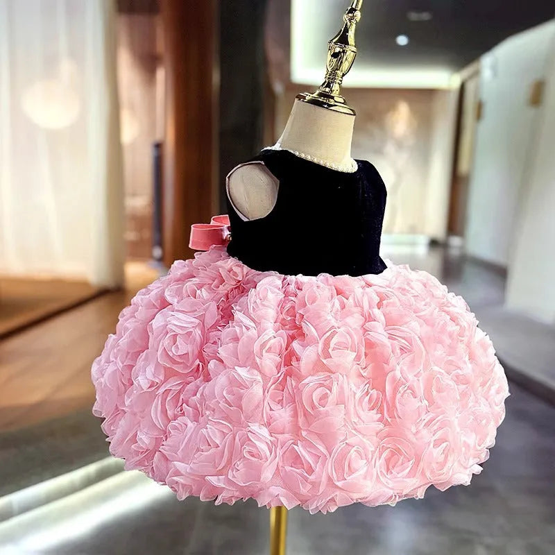 Girls summer dress in pink made from polyester fibre colour matching design available in sizes 80cm to 150cm