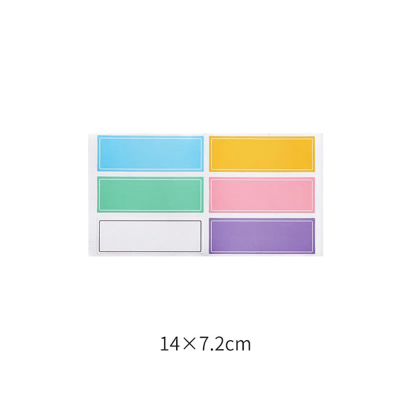 Handwritten labels and adhesive stickers with grid patterns on paper material