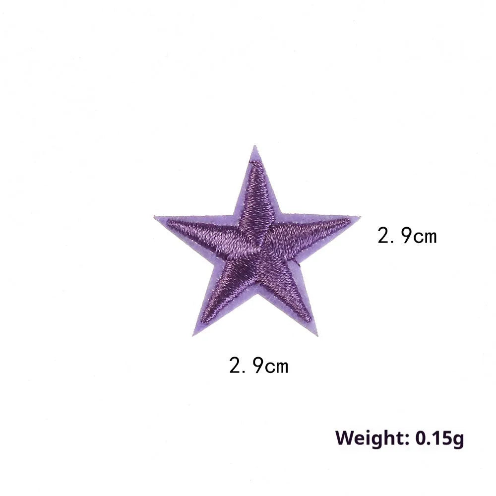 Colourful embroidered five-pointed star cloth stickers for DIY fabric decoration