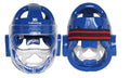 Karate helmet protective equipment for boxing training in white, blue, or red colours