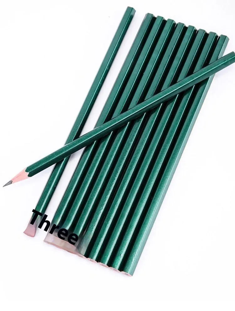Green rod wooden six-angle pencils with HB and 2B grades in box of 10